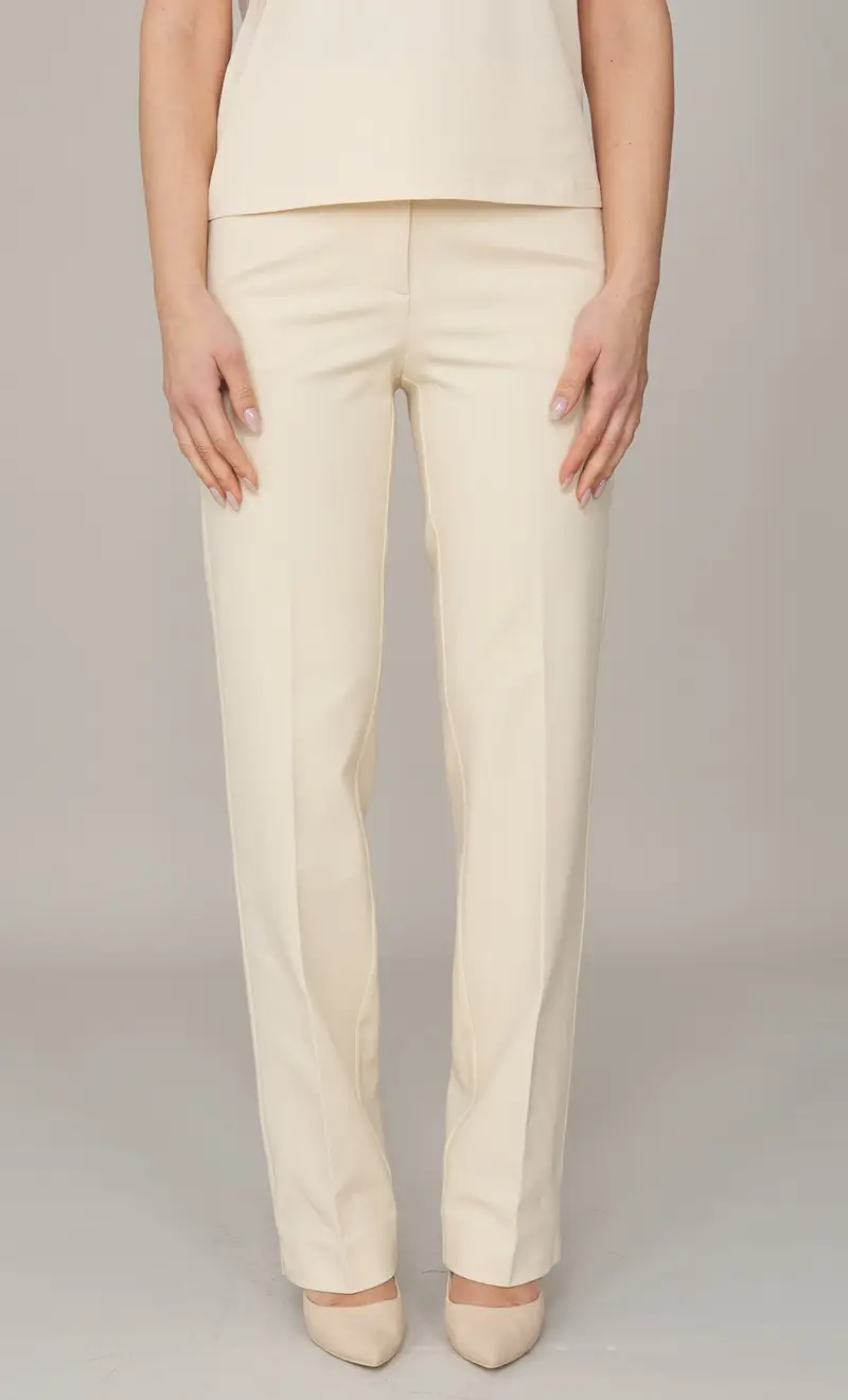 Pantalone twinset dritto vita alta, colore panna