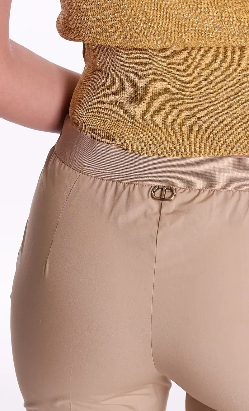 Pantalone twinset sigaretta con elastico, colore sabbia miniatura 2