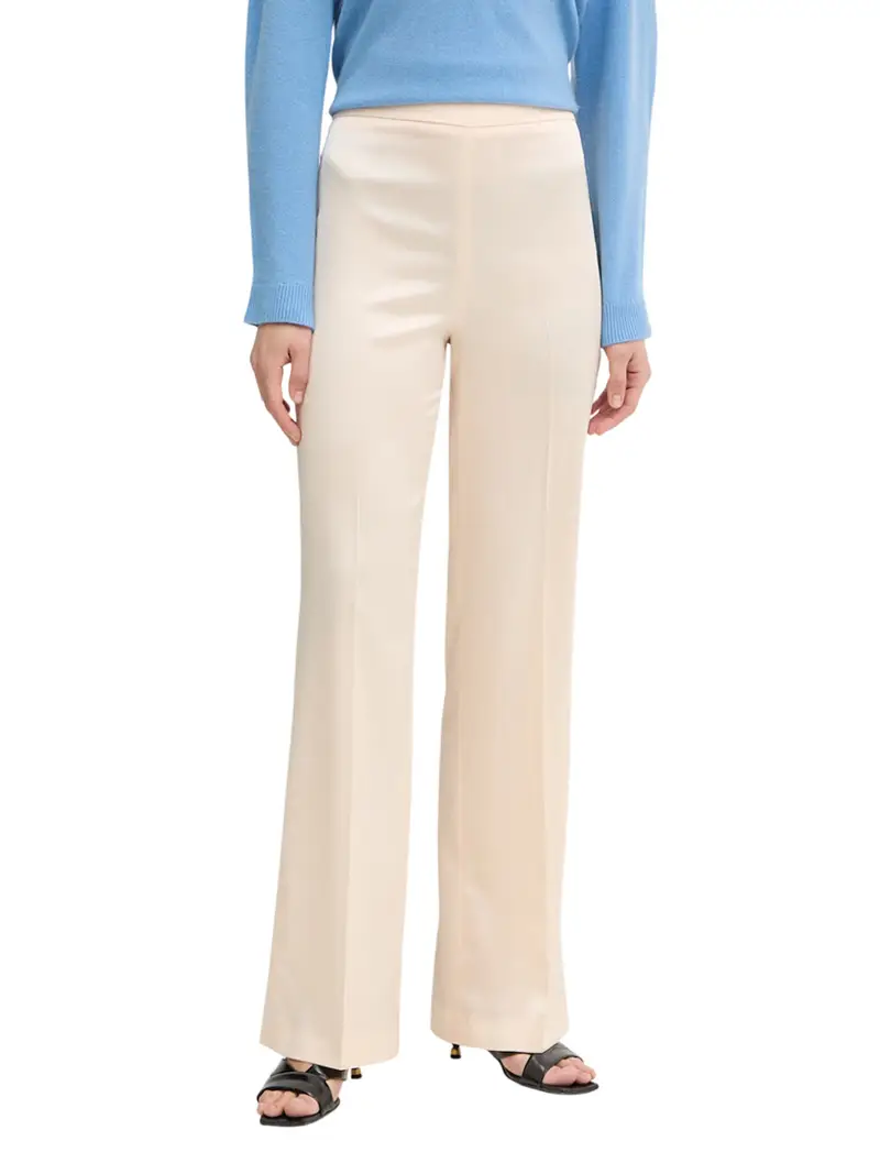 pantalone zampa twin set da donna - avorio