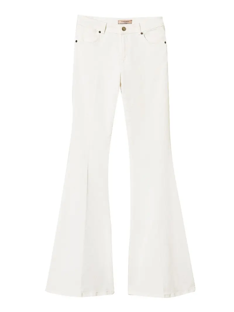 pantalone zampa twin set da donna - bianco