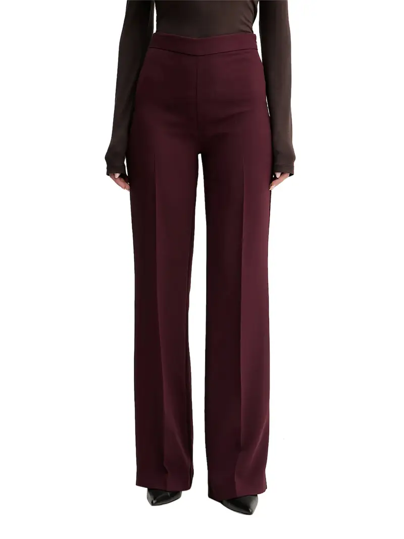 pantalone zampa twin set da donna - bordeaux