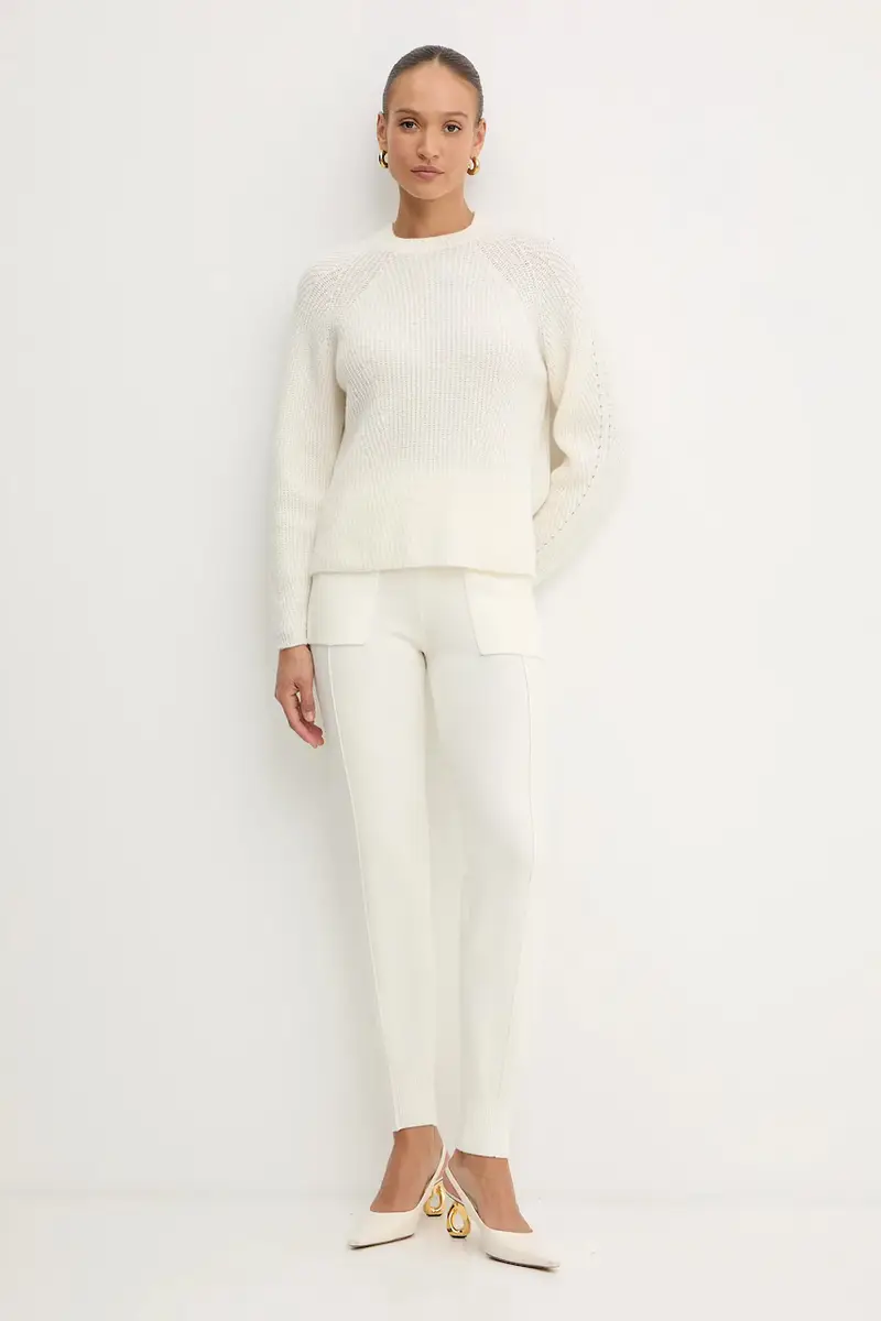 pantaloni con lana Beige miniatura 2