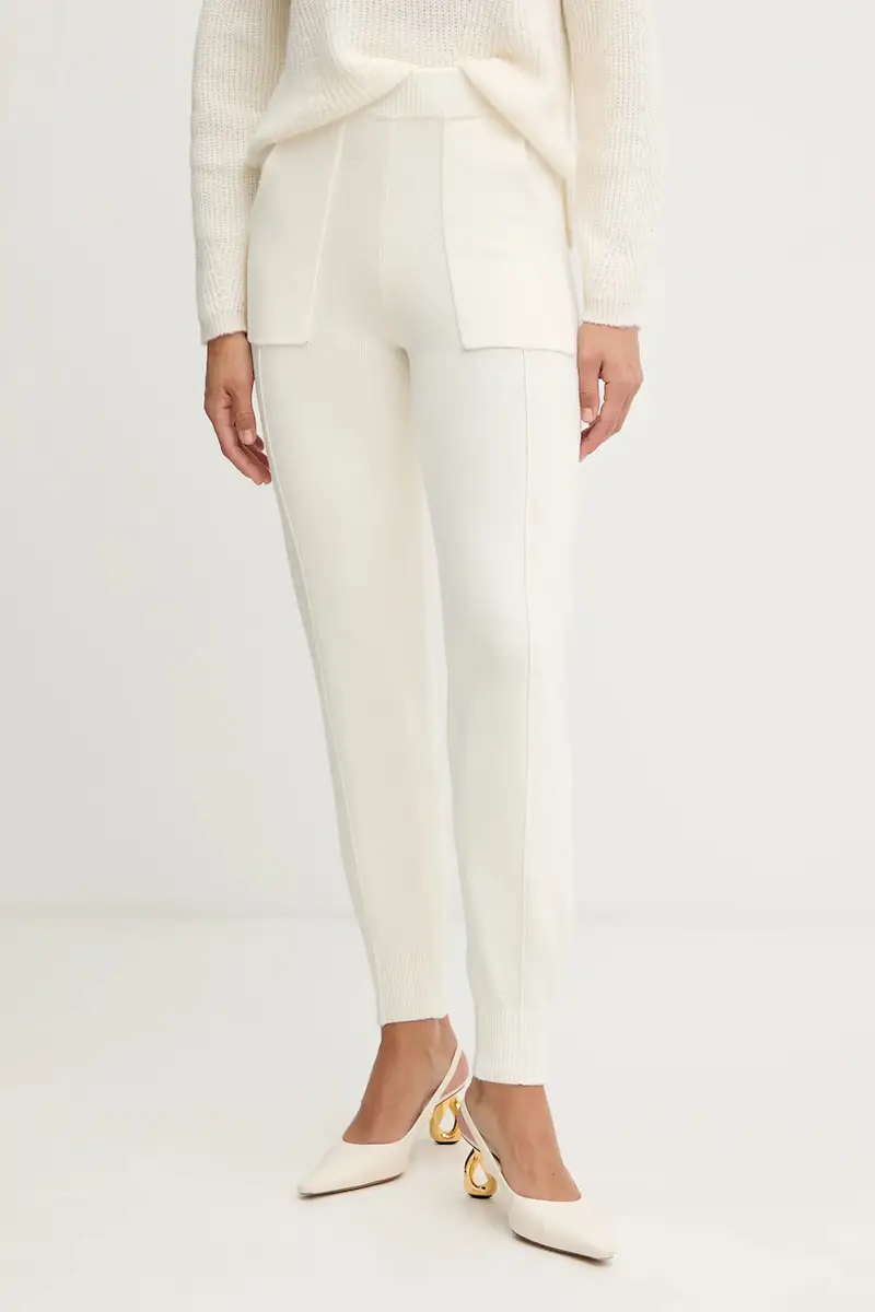 pantaloni con lana Beige