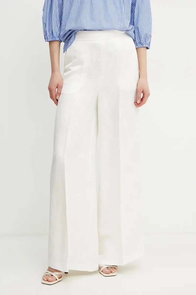 pantaloni in lino misto donna colore beige 251TT2172