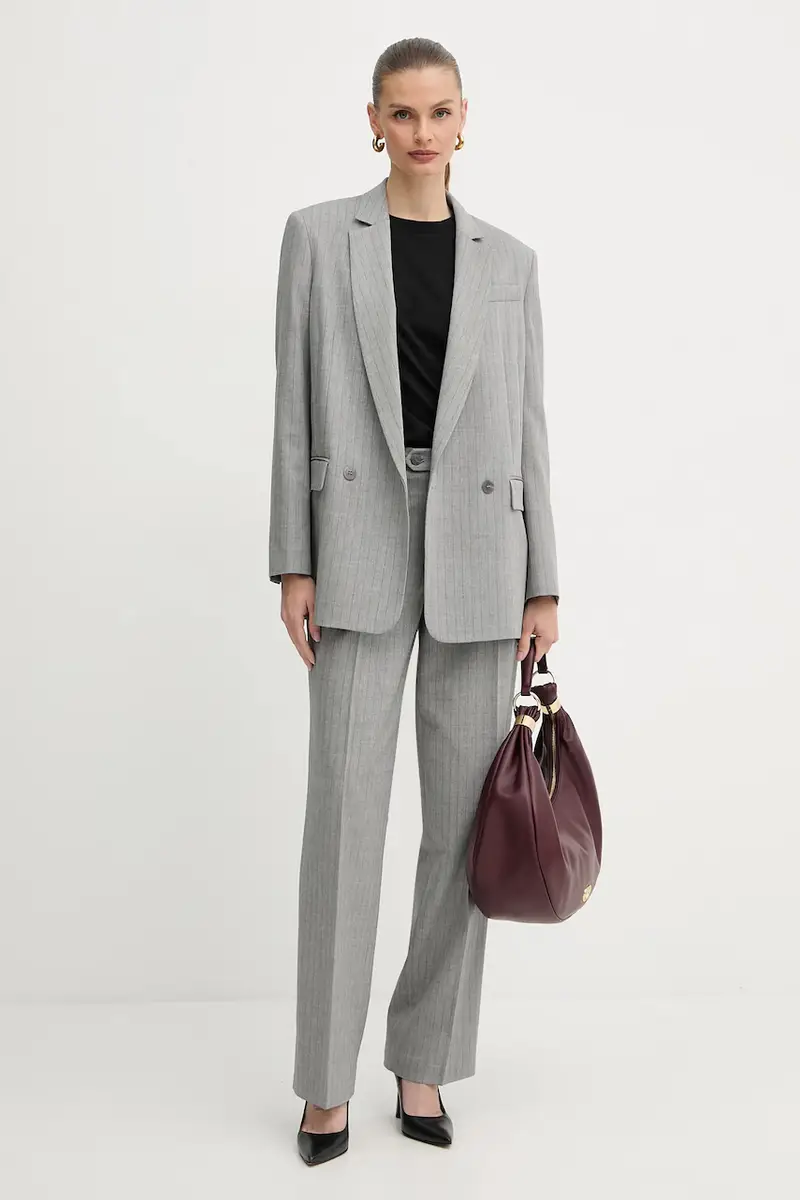 pantaloni in misto lana Grigio miniatura 2