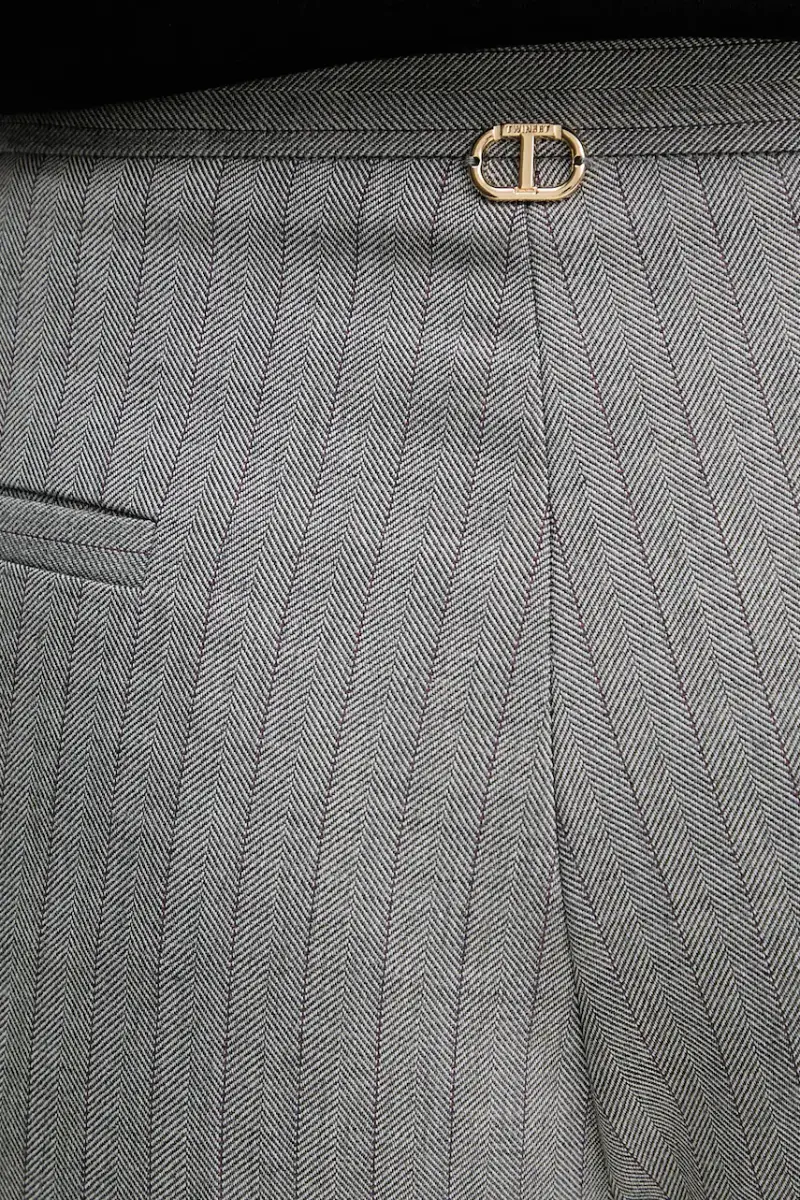 pantaloni in misto lana Grigio miniatura 4