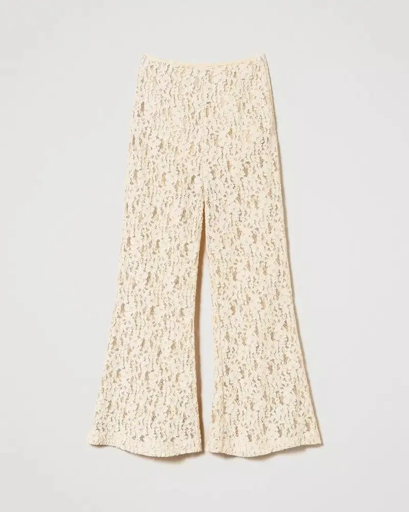 Pantaloni pizzo macramè panna Avorio