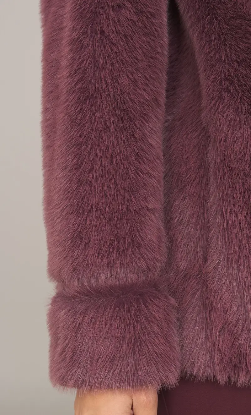 Pelliccia twinset ecologica doppiopetto, colore bordeaux miniatura 2