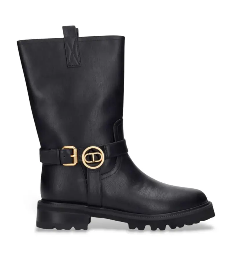 per donna 252TCP192 stivali da motociclista in pelle nera (36), Nero, Basso, Nessuno, Casual Dorato