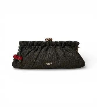 per donna 261TD8280 Pochette in rafia con ciondolo nero (OSFA), Casual, Poliestere