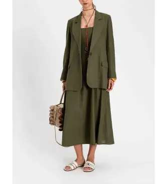 per donna 261TF2020 Blazer di lino verde (40), Casual, Manica lunga