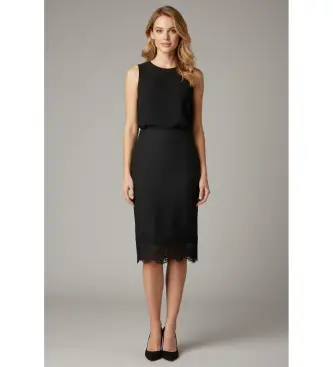 per donna 261TT2185 Gonna in lino con intarsi neri (40), Nero, Casual, Da sera, Classico