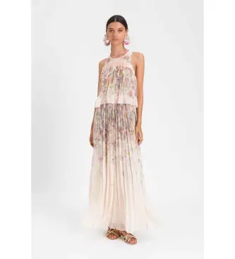 per donna 261TT2560 Abito lungo multicolore (40), Casual, Viscosa, Floreale, Senza maniche / cinghie Verde