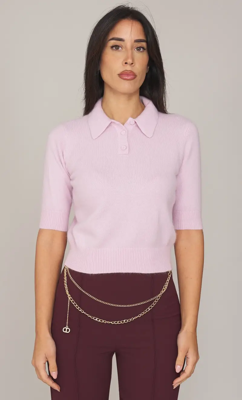 Polo twinset con logo lettering, colore rosa