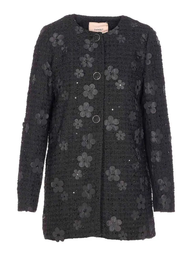 Pulsanti frontali della giacca nera Chiusura Nero