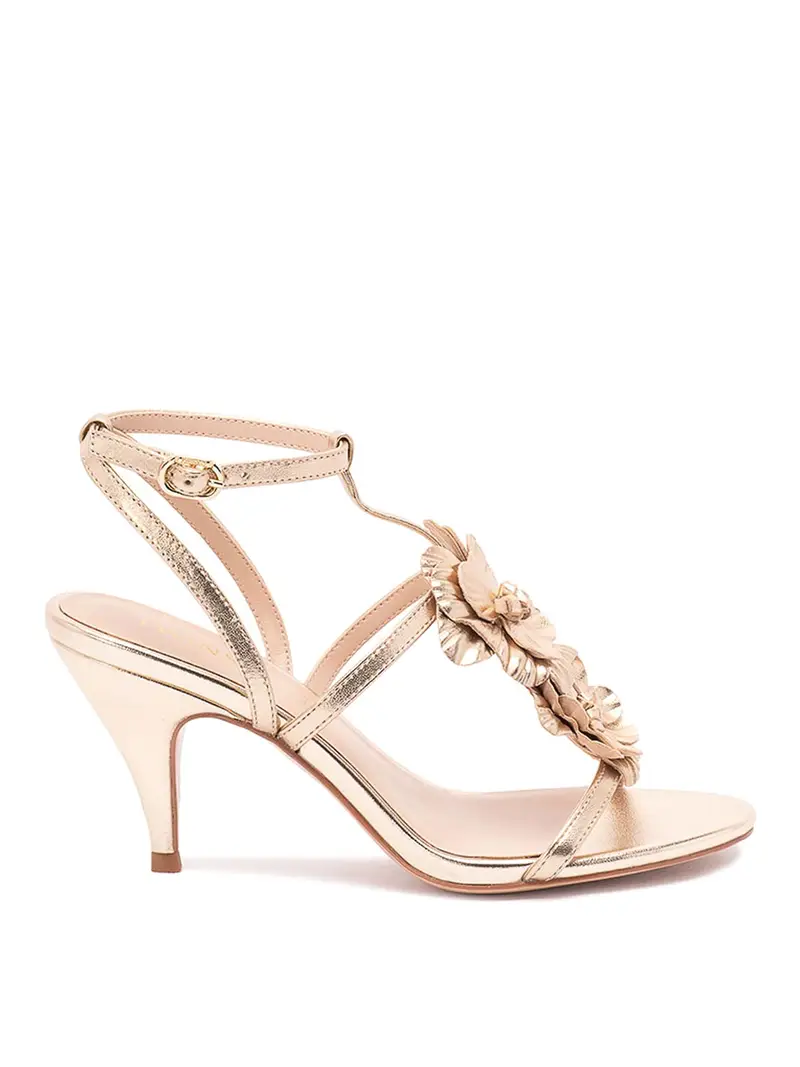 Sandali Con Fiore Oro