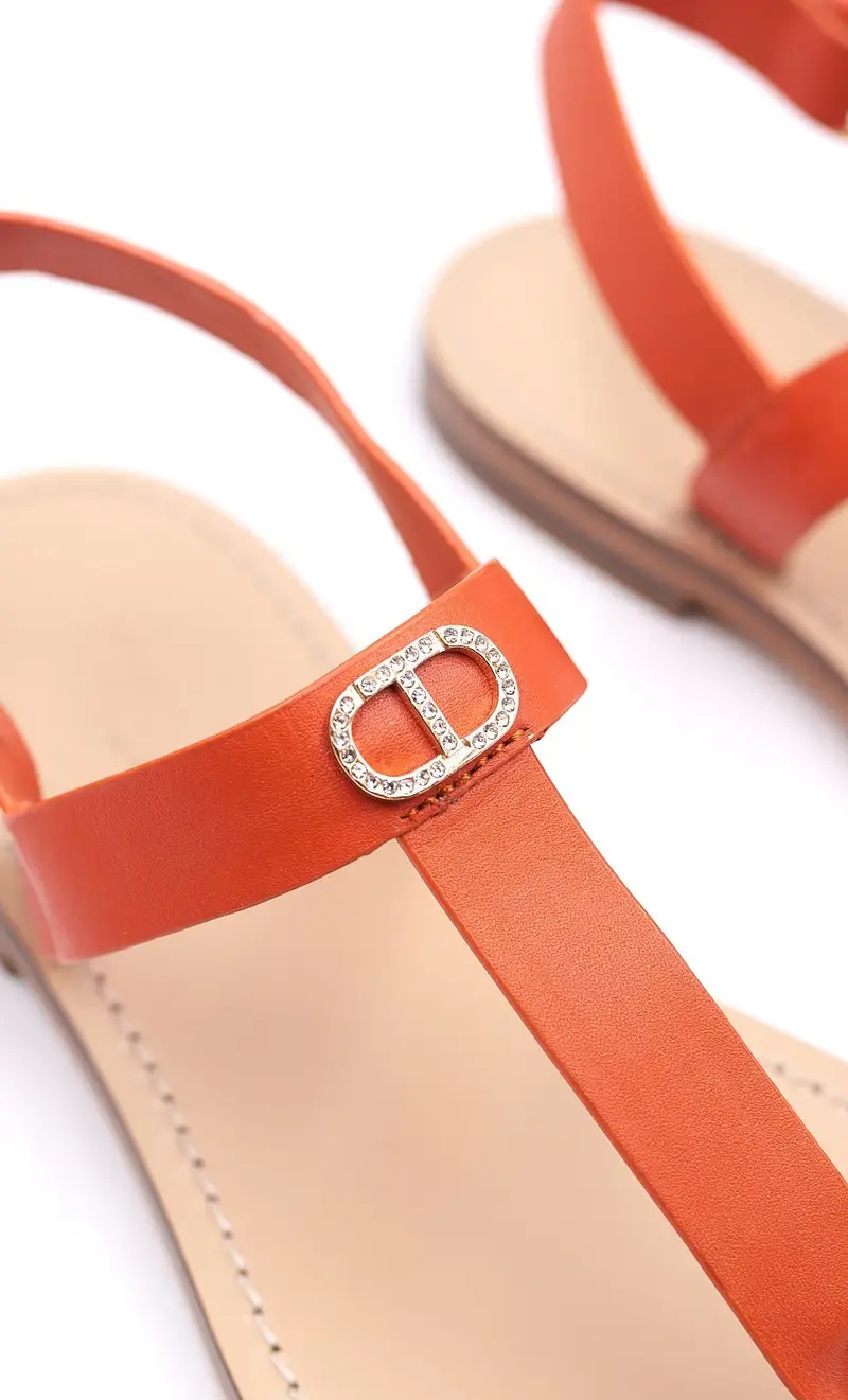 Sandalo infradito twinset con logo gioiello, colore arancio miniatura 2