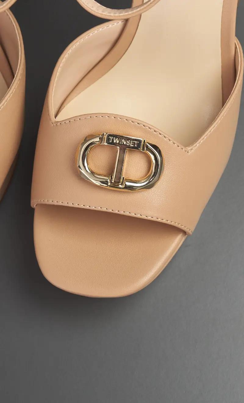 TWINSET Sandalo alto con plateau, colore cammello miniatura 2