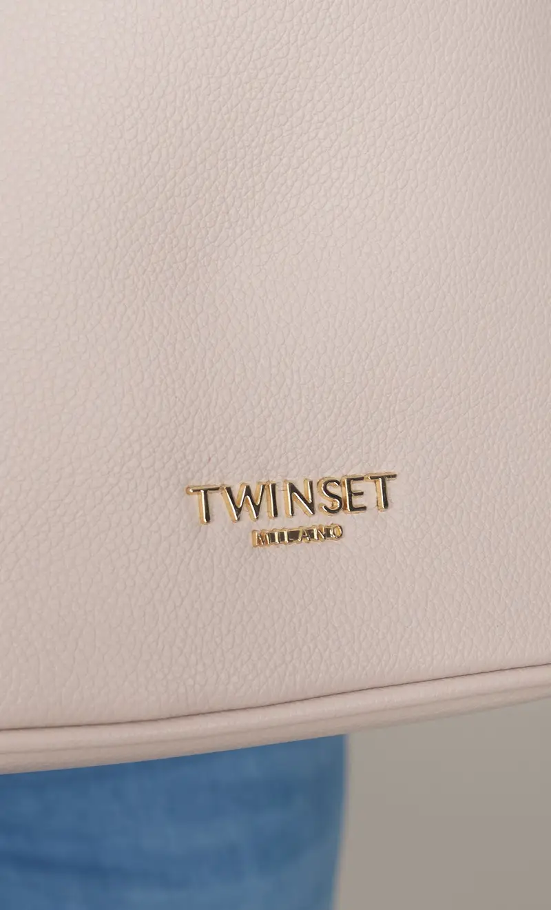 Secchiello twinset martellato con logo, colore panna miniatura 2