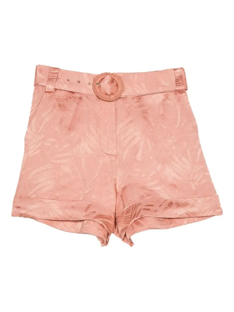 Short corallo con fantasia palme in raso miniatura 2