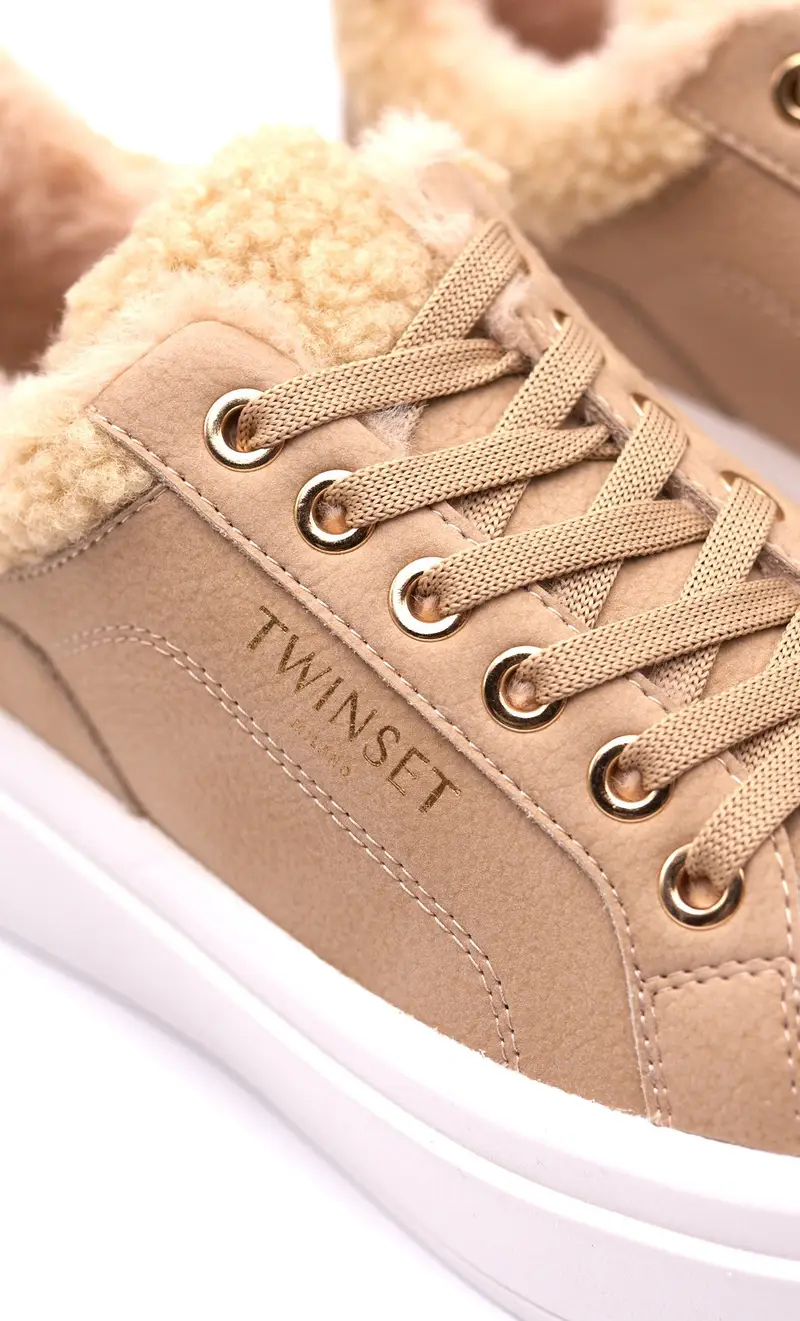 Sneakers twinset con ecopelliccia, colore rosa miniatura 2