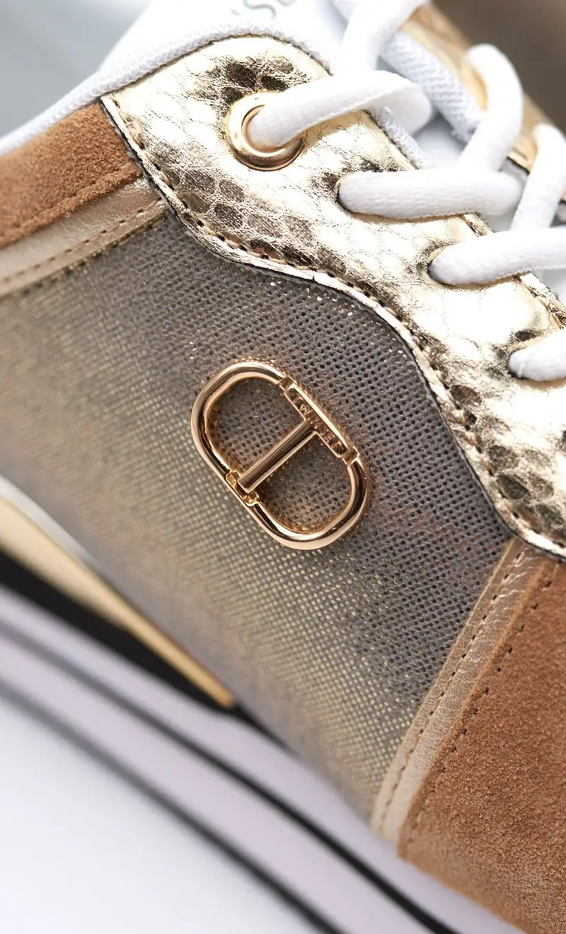 Sneakers twinset con logo e lurex, colore oro miniatura 2