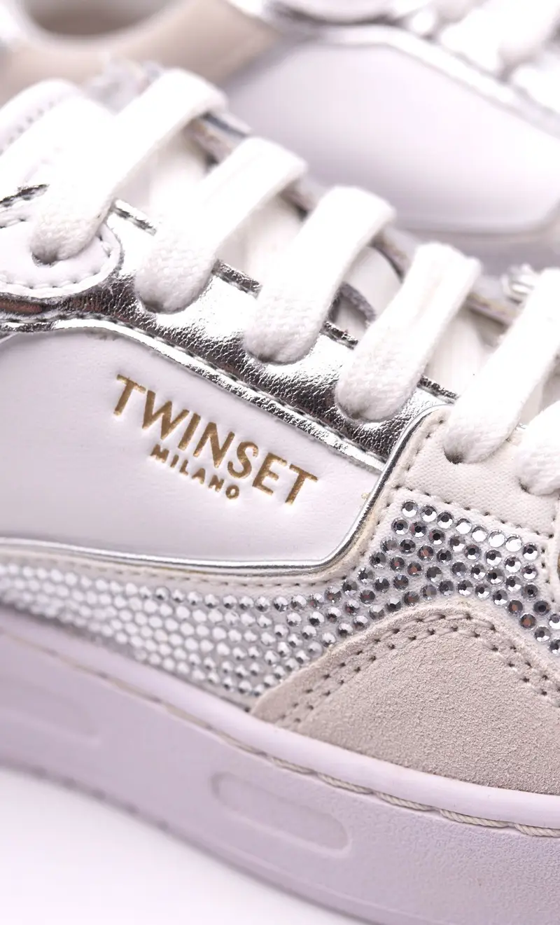 Sneakers twinset con strass, colore bianco miniatura 2