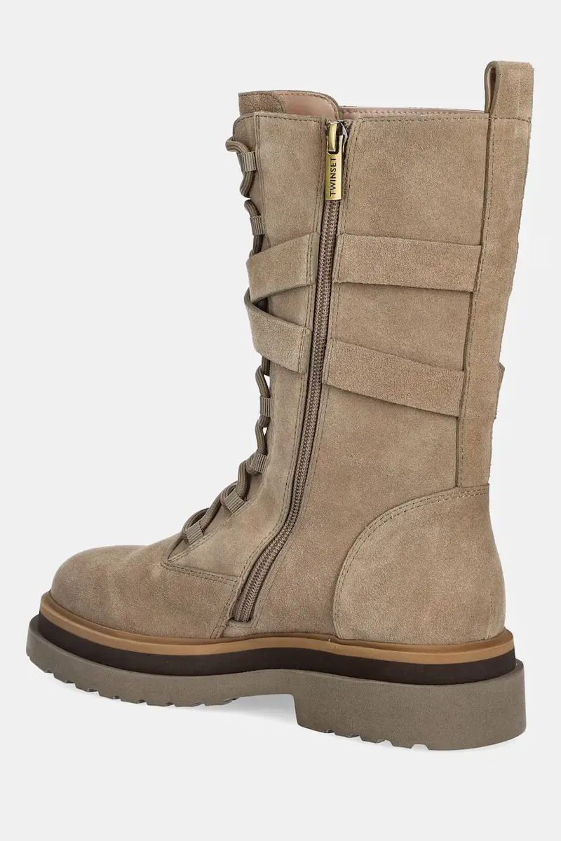 stivaletti alla caviglia in camoscio donna colore beige 252TGT050 miniatura 3