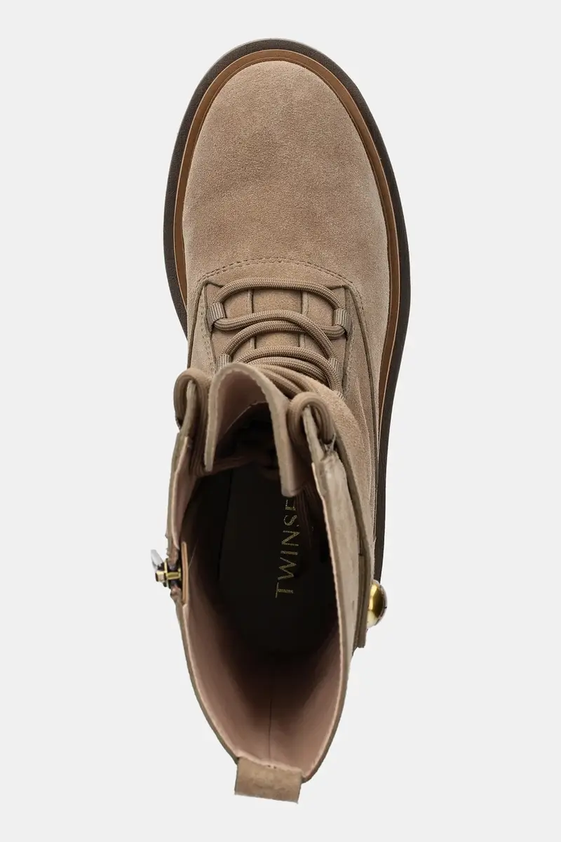 stivaletti alla caviglia in camoscio donna colore beige 252TGT050 miniatura 4