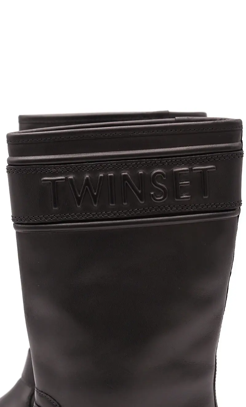 Stivali twinset logati neri, colore nero miniatura 2