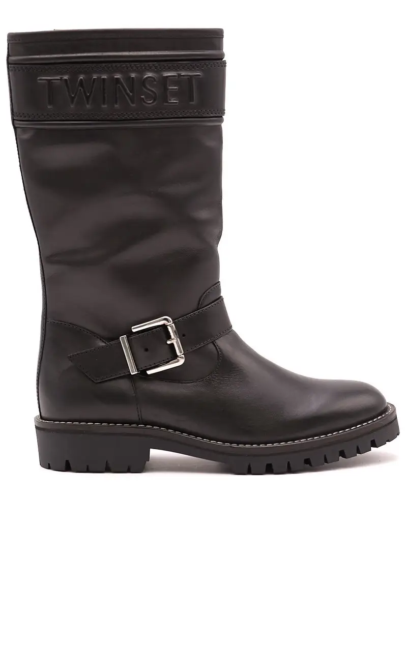 Stivali twinset logati neri, colore nero