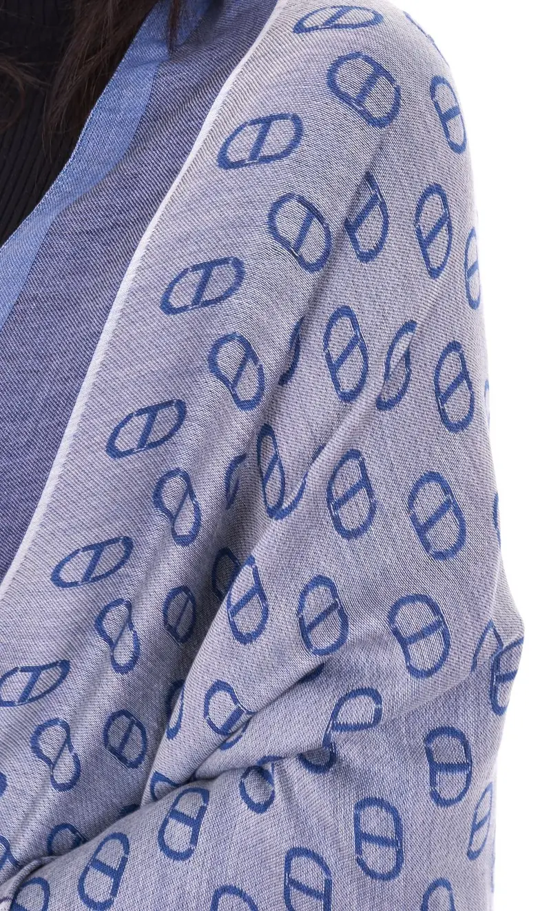 Stola jacquard twinset con logo oval t, colore azzurro miniatura 2