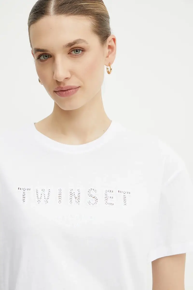 Twinset T-shirt Donna Bianco 3242922 miniatura 4