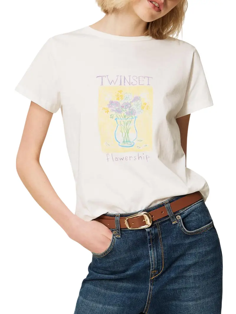 t-shirt twin set da donna - bianco