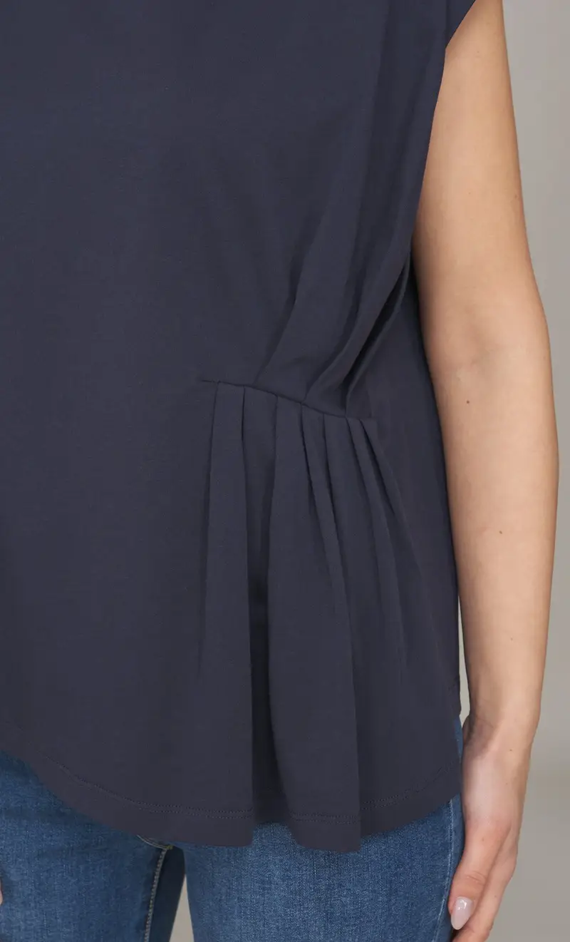 T-shirt twinset con pieghe blu, colore blu miniatura 2