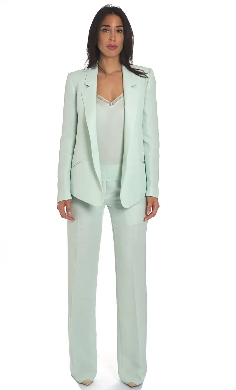 TWINSET Tailleur con giacca asimmetrica, colore verde acqua