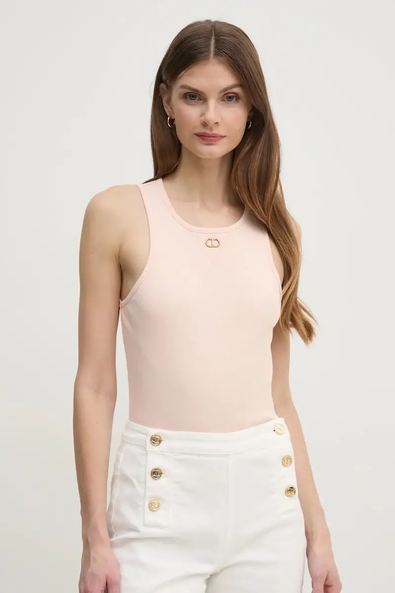 top in cotone colore rosa 251TP2550