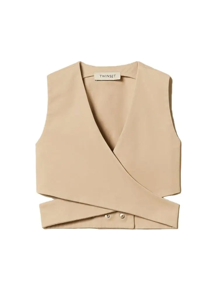 top kids/junior in cotone ad incrocio beige