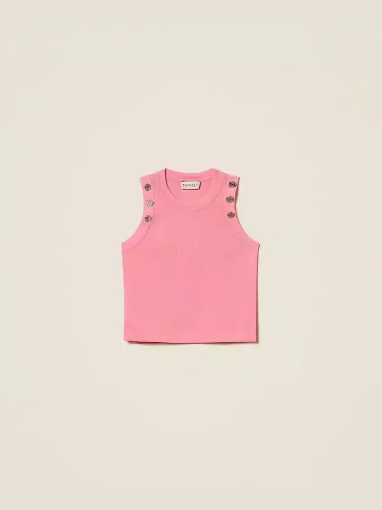 top kids/junior in cotone rosa con bottoni