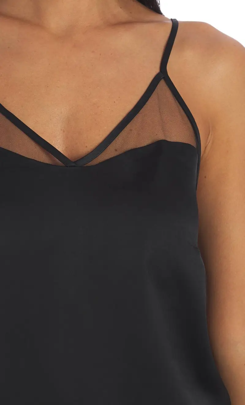 Top twinset con applicazioni in tulle nero, colore nero miniatura 2