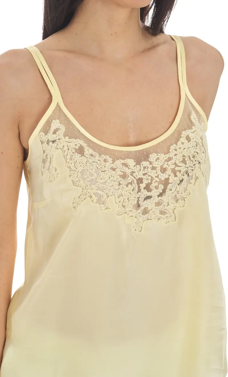 TWINSET Top con bordo ricamato, colore giallo miniatura 2
