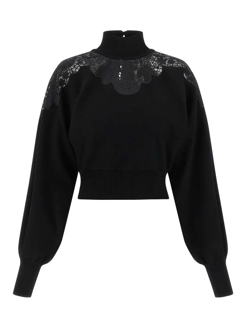 Tulle Lace Sweater Nero