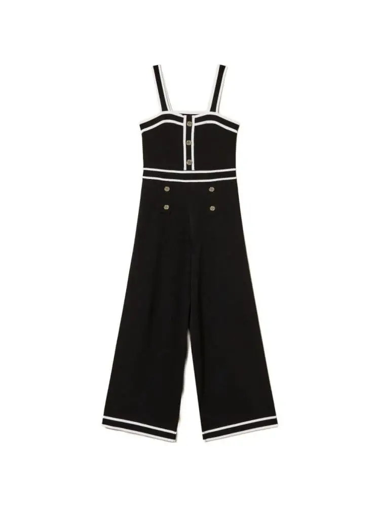 tuta kids/junior in cotone nero con perfili in contrasto