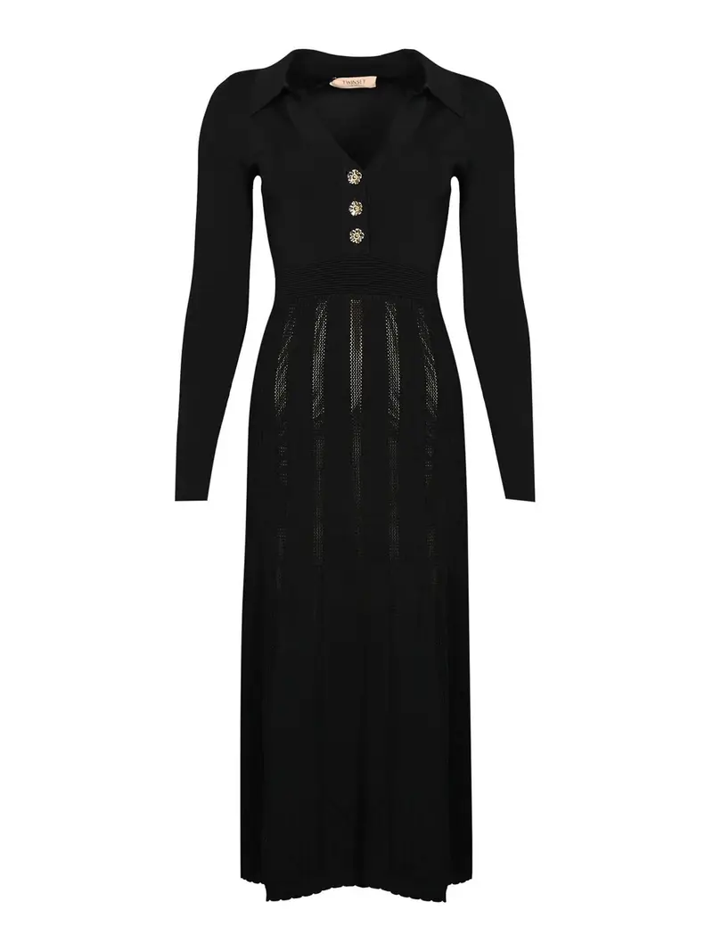 Vestito a maglia viscosa con dettagli puri Nero
