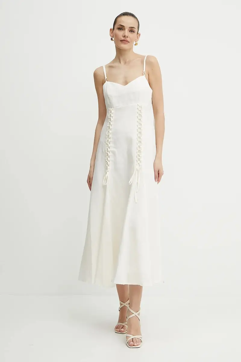 vestito con aggiunta di lino colore beige 251TT2070