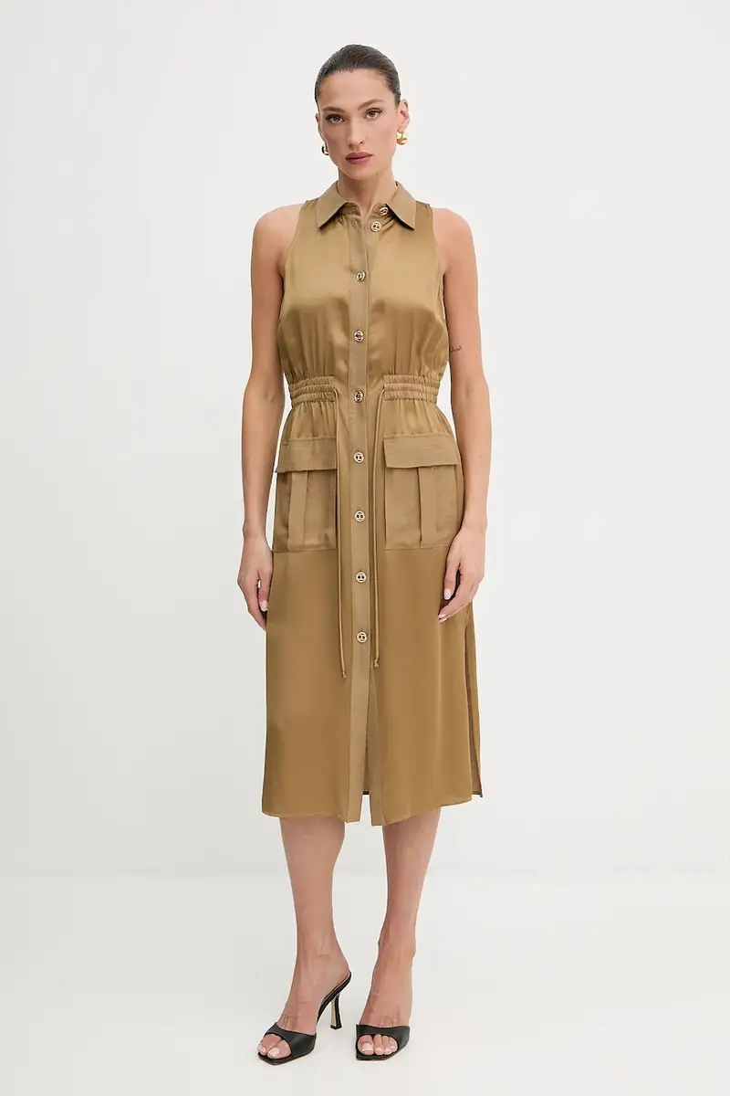 vestito con aggiunta di lino colore verde 251TT2270