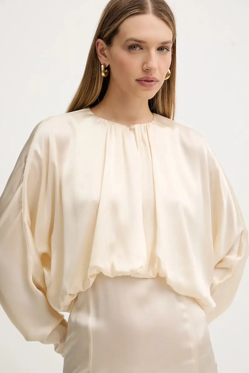 vestito con seta Beige miniatura 4