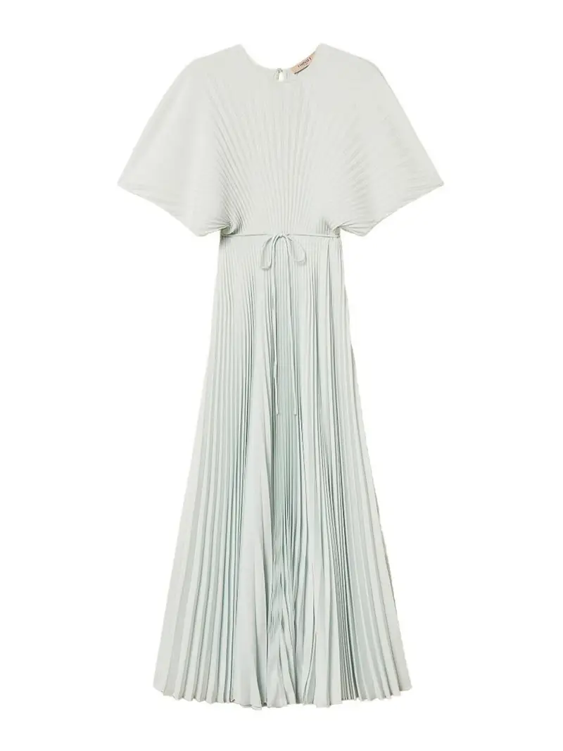 Vestito Lungo Azzurro Con Cintura In Vita