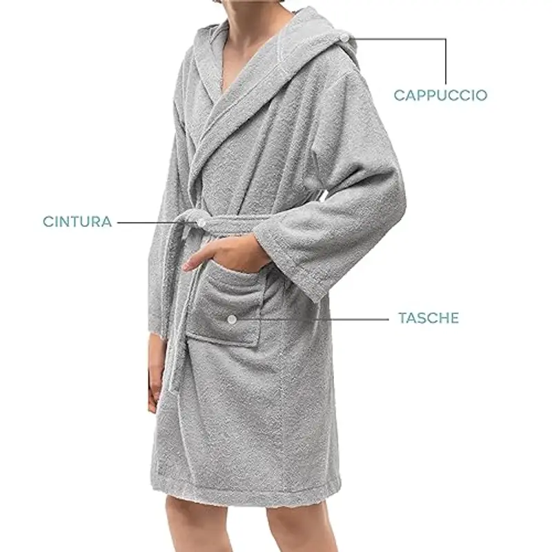 Twinzen Accappatoio Bambino Adolescenti con Cappuccio, 100% Cotone OekoTex, Accappatoio Ragazzo Ragazza 9-10 Anni miniatura 2