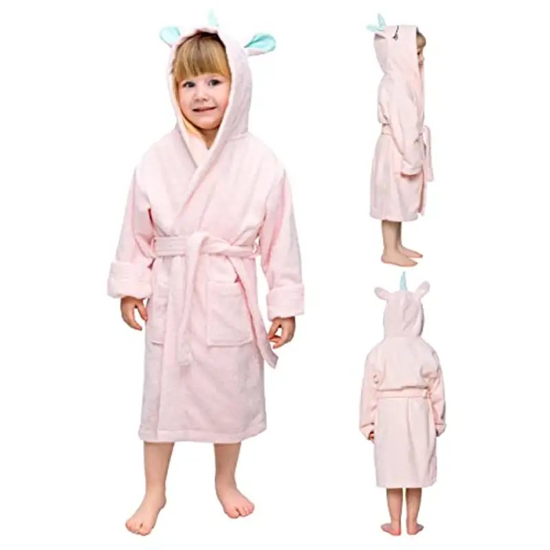 Twinzen - Accappatoio Unicorno - Ragazza e Ragazzo - 100% Cotone Oeko-Tex® - Accappatoio Doccia e Vestaglia Bambini - 7-8 Anni